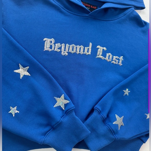 Beyond Lost NYC Sequin Crop Hoodie - Picture 3 of 4
